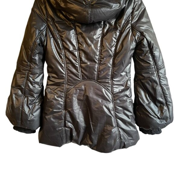 Mackage Peaches Double Zip Fur Hood Parka SM Black Nylon Cableknit Collar - Picture 11 of 16